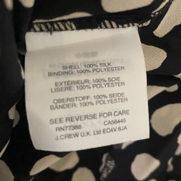 J. Crew Silk Black and Cream Pebble Print Polka Dot Blouse - Picture 7 of 7